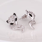 White Gold Zirconia Stud Fox Earrings L72