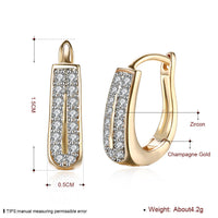 Yellow Gold Plated Earrings  Hoop Huggies AAA Zirconia  Latch Back Clasp L563