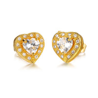 Gold Plated Earring  Heart AAA Cubic Zirconia Women's G198