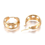 Stainless Steel Thick Hoop Earrings Stainless Steel Hollow Star 1.5mm Z434