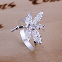 Sterling Silver Plated Butterfly Dragonfly Ring Size 8 B5