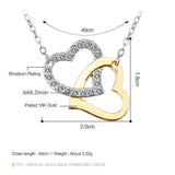 Yellow Gold Platinum Plated Necklace Pendant Heart Zirconia 18" 1MM Lobster B339