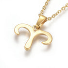 Stainless Steel Zirconia Pendant Necklace Lobster Sheep Horn Gold 17.5" A242