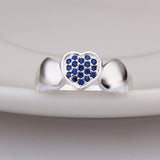Sterling Silver Plated Blue Zirconia Heart Band Ring Size 8 B76