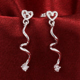 Sterling Silver Plated Earrings AAA Zirconia Push Back Heart .24" L369