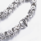 304 Stainless Steel Bracelet Flower Stainless Steel  8-1/4"~9"(210~230mm) P289