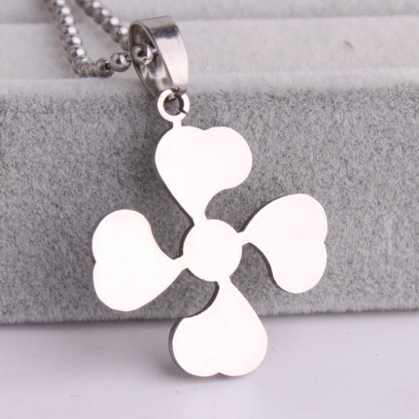 316L Stainless Steel Pendant1.08X1.24 Inch Clover Trebol  Necklace 22" B132