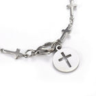 304 Stainless Steel Cross Link Anklet Lobster Flat Cross Silver Color 8.8" A48