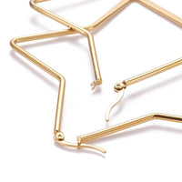 304 Stainless Steel Hoop Earrings Star Gold 87x87x2mm 0.8x1mm P203