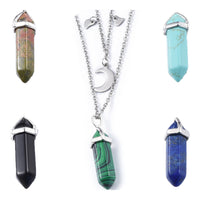 Malachite Bullet Pendant Necklace 316 Stainless Steel Lobster Clasp 16" Z509