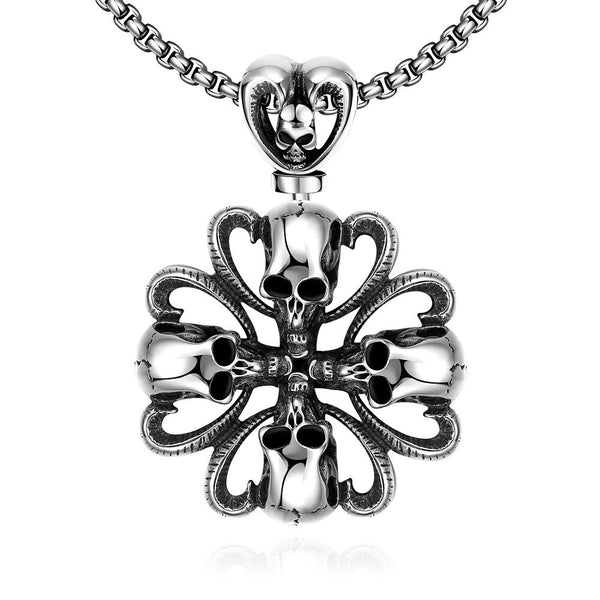 Stainless Steel Necklace Pendant Flower Biker Gothic 19" 2MM Lobster Clasp B221