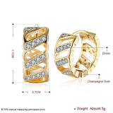 Yellow Gold Plated Earrings  Hoop Huggies AAA Zirconia Latch Back Clasp L575