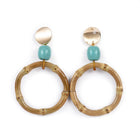 Bamboo Pendants Necklace Earrings Set Waxed Polyester Cord BurlyWood 18" P759