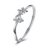 Sterling Silver Plated Bracelet Flower Bangle 4MM Clip L250