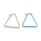 Stainless Steel Hoop Earrings Hypoallergenic Triangle Rainbow 0.8mm Z261