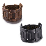 Leather Bracelet Brown 9 Inches 40MM Push button L443