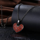 Platinum Plated Gunmetal Plated Necklace Women's Pendant Heart  AAA Zirconia B355