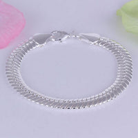 Unisex Women's Sterling Silver Plated r Bracelet 8 Inches 8MM Lobster L4