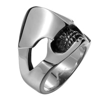 Mens Unisex Stainless Steel Ring Shield Alien Teeth Silver L69