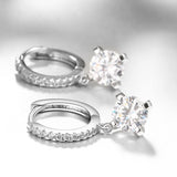 Platinum Earrings Dangle Drop AAA Zirconia Lever Back  0.2" L163
