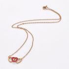 Stainless Steel Enamel Set Earring Pendant Necklace Heart Gold 19.5" P764