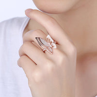 Rose Gold Plated Ring AAA Zirconia Butterfly B489