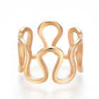 304 Stainless Steel Wide Band Rings Hollow Gold Size 6~9 16~19mm Z693