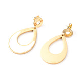 Stainless Steel Dangle Stud Earrings Enamel Teardrop White 45mm 0.8mm Z400
