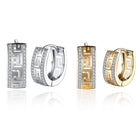 Platinum Plated Earrings Hoop Huggies AAA Zirconia Latch Back Clasp L544