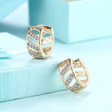 Yellow Gold Plated Earrings  Hoop Huggies AAA Zirconia Latch Back Clasp L575