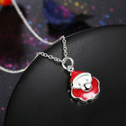 Brass Enamel Pendant Necklace Christmas Santa Claus Red Silver 17.7" P20