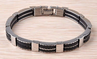 Unisex Stainless Steel Rubber Bracelet Chain Link 8.5" G13