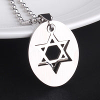 316L Stainless Steel Pendant 0.84X1.04 Inch Hexagram  Silver  Necklace 22" B62