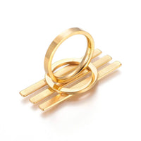 304 Stainless Steel Finger Rings Bar Gold Size 7 17mm  A4