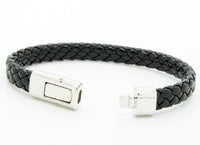 Men Women's PU Leather Bracelet Brass Clasp Bracelet Black