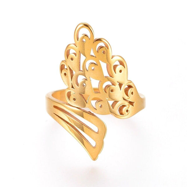 304 Stainless Steel Finger Rings Gold Size 7 17mm  A21