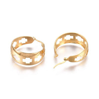 Stainless Steel Thick Hoop Earrings Stainless Steel Hollow Cross 1.5mm Z390