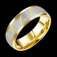 Stainless Steel Band Fashion Ring Yellow Gold Men's Unisex B459