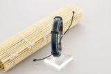 Genuine Leather Handmade Bracelet Men's Unisex Wrap Tribal Black Blue H249