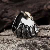 Stainless Steel Gothic Biker Tribal Ring Black Yellow Men's Unisex Eagle B204