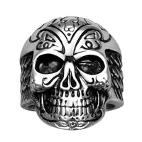 Stainless Steel  Antique Gothic Biker Tribal Ring Black Men's Unisex Skull B177