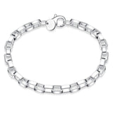 Mens Women'Unisex Sterling Silver Plated Bracelet Size 8 Inches 5MM Lobster L43