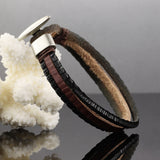 Genuine Cow Leather Bracelet Brown Black Unisex  Hook Clasp  G326