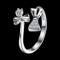 Sterling Silver Plated Fashion Resizable Ring AAA Zirconia Women Heart B419