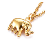 Elephant Pendant Necklace Stainless Steel Pendants Spring Ring Gold 16" Z527