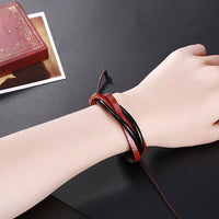 Leather Bracelet Adjustable Size Handmade 10MM Lace Up Clasp L484