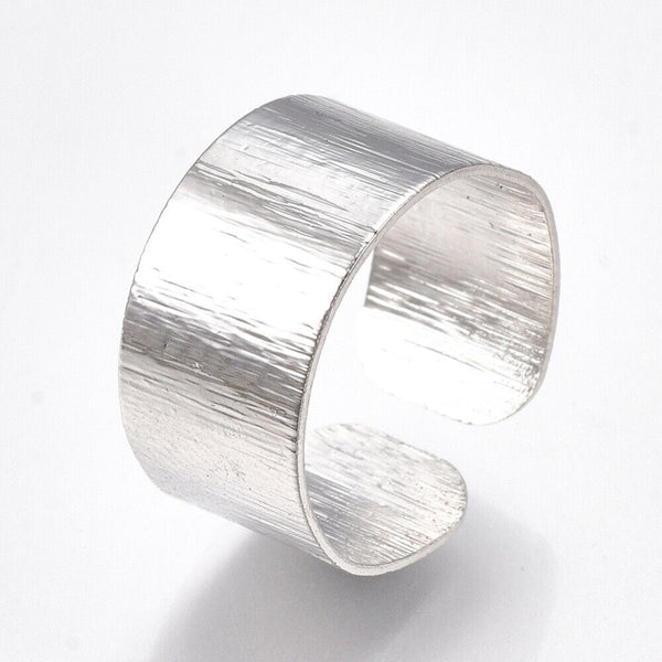 Cuff Finger Ring Wide Band Platinum Adjustable Size 19mm P16