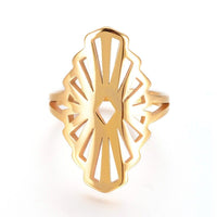 304 Stainless Steel Finger Rings Gold Size 7 17mm  A30