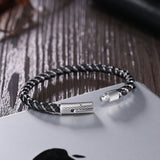 Stainless Steel Leather Bracelet8 Inches 6MM Pop style L399