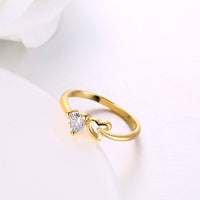 Yellow Gold Plated Ring Heart Plan AAA Zirconia Stone Heart B532